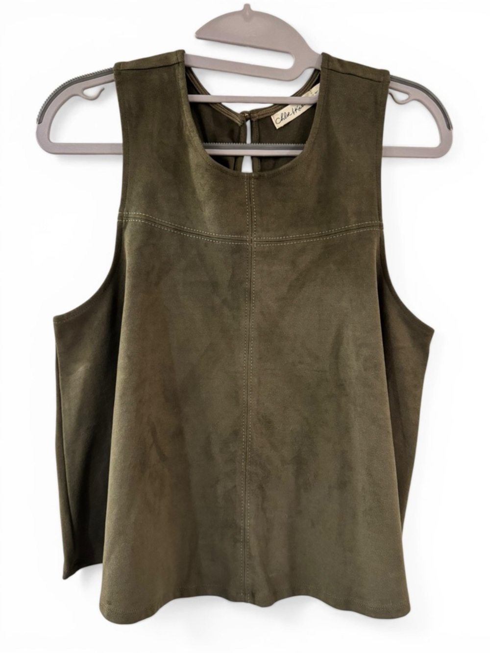 Chloe & Katie Olive Green Faux Suede Sleeveless Tank - Size M